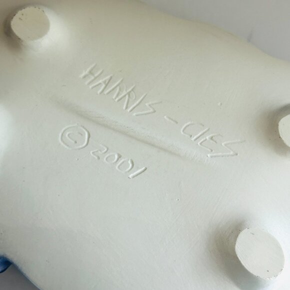 Harris Cies Abstract Pottery Rectangle Footed Platter Tray Signed 2001 FLAWS - Picture 6 of 9